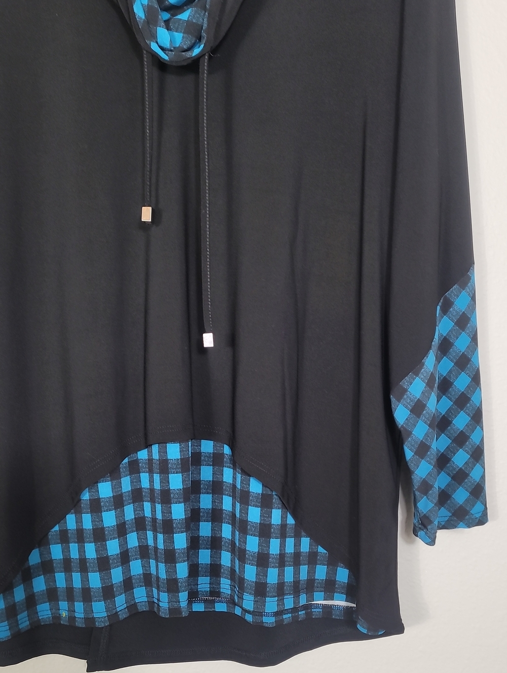Ali Miles Mixed Plaid Cowl Neck Sweater Tunic Size Large - Picture 3 of 10